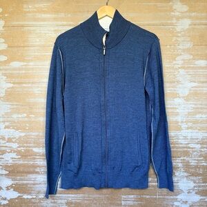 Sebastien James NWT Zip Sweater Wool Blend Preppy Classic Blue Mens M